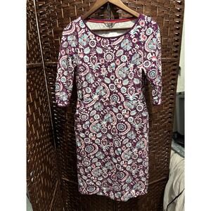 Boden UK12 US8 L Dress Pockets 3/4 Sleeve Pencil‎ Midi
